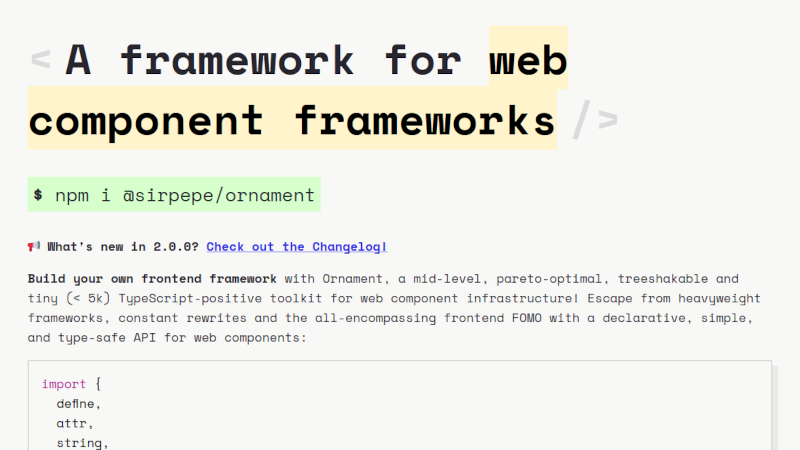 Sceenshot der Webseite von Ornament